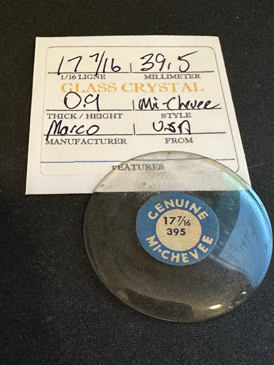 Marco Mi-Chevee Vintage Glass Pocket Watch Crystal 17-7/16 (39.5mm) - NOS