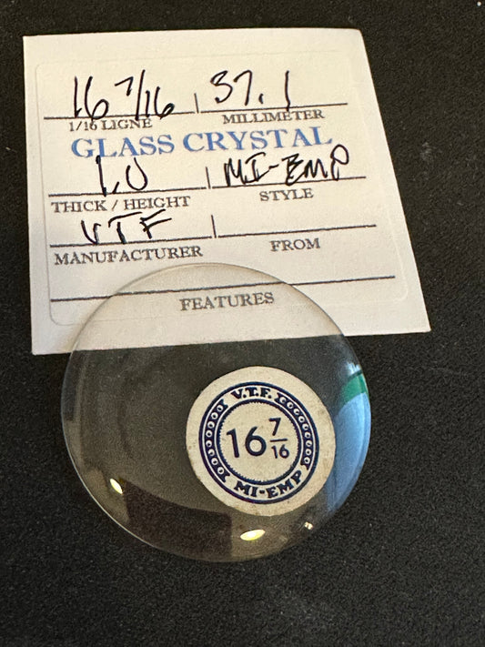 VTF Vintage Glass Pocket Watch Crystal 16-7/16 (~37.1mm) - NOS