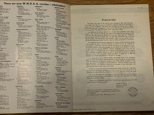 The Official WMDAA Catalog of Genuine Watch Parts from 1957