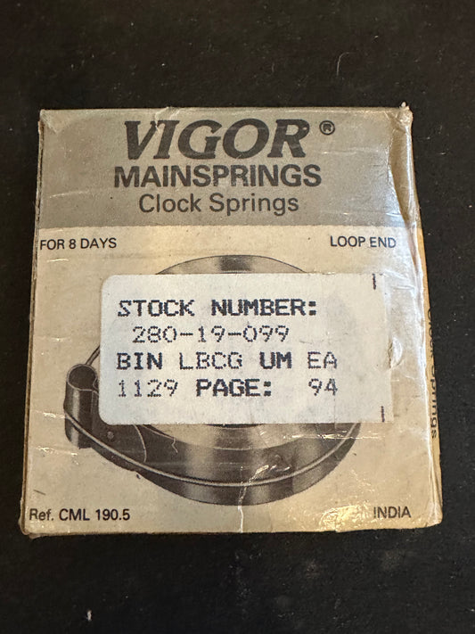 Vigor Loop Clock Mainspring - 3/4" x 0.18" x 96" Long - CML 190.5