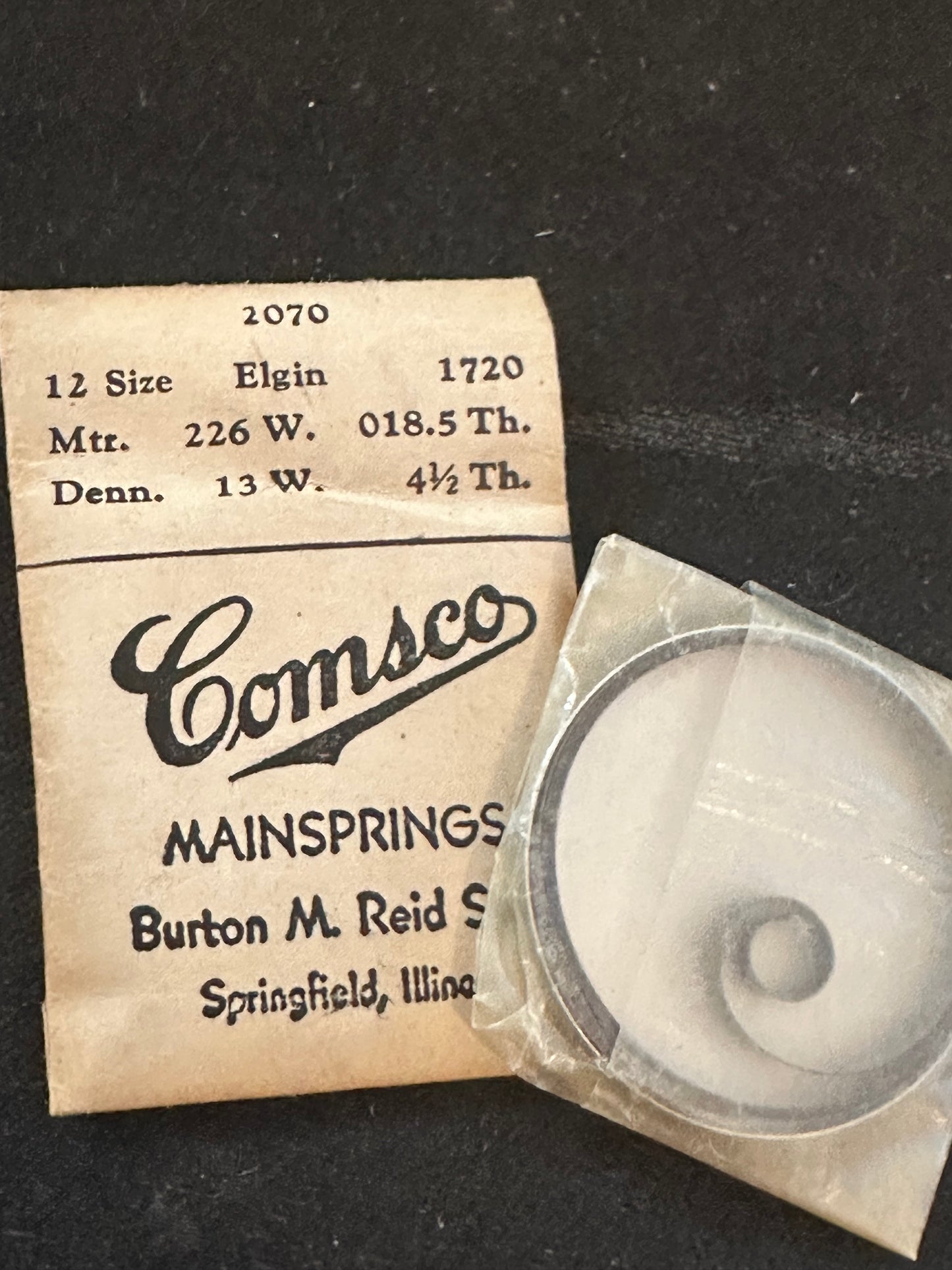 Comsco Mainspring #1070 for Elgin 12s Factory No. 1720 - Steel
