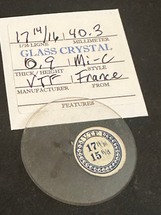 VTF Vintage Glass Pocket Watch Crystal 17-14/16 (~40.3mm) - NOS