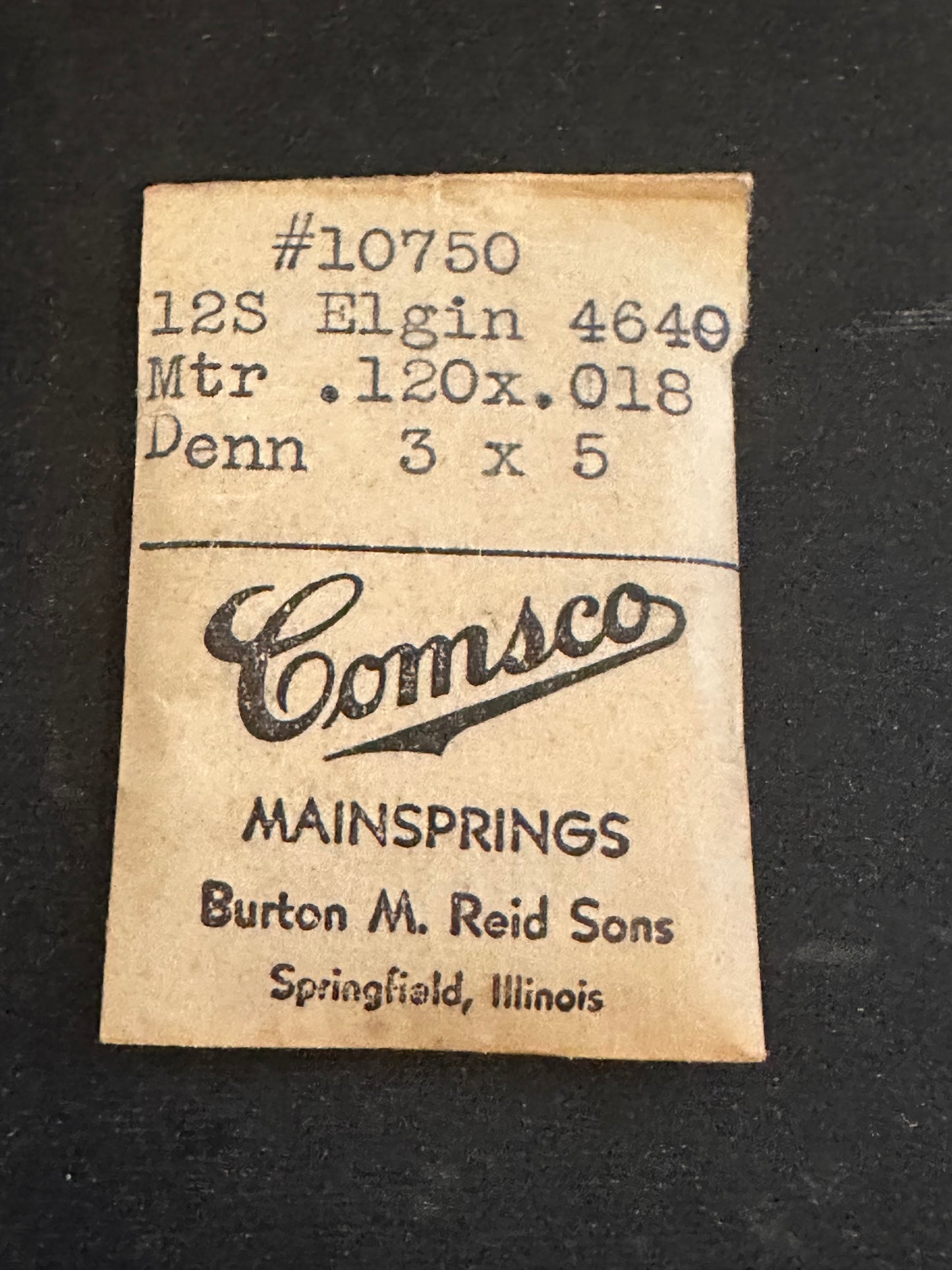 Comsco Mainspring #10750 for Elgin 12s No. 4640 - Steel