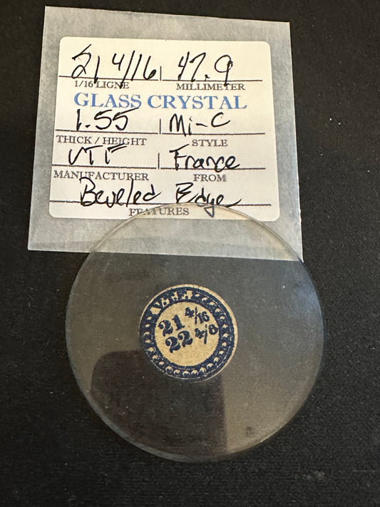 VTF Vintage Glass Pocket Watch Crystal 21-4/16 (~47.9mm) - NOS