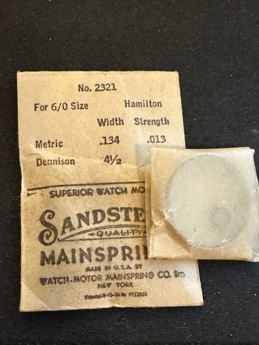 Sandsteel Mainspring for Hamilton 6/0s Factory No. 2321 - Steel