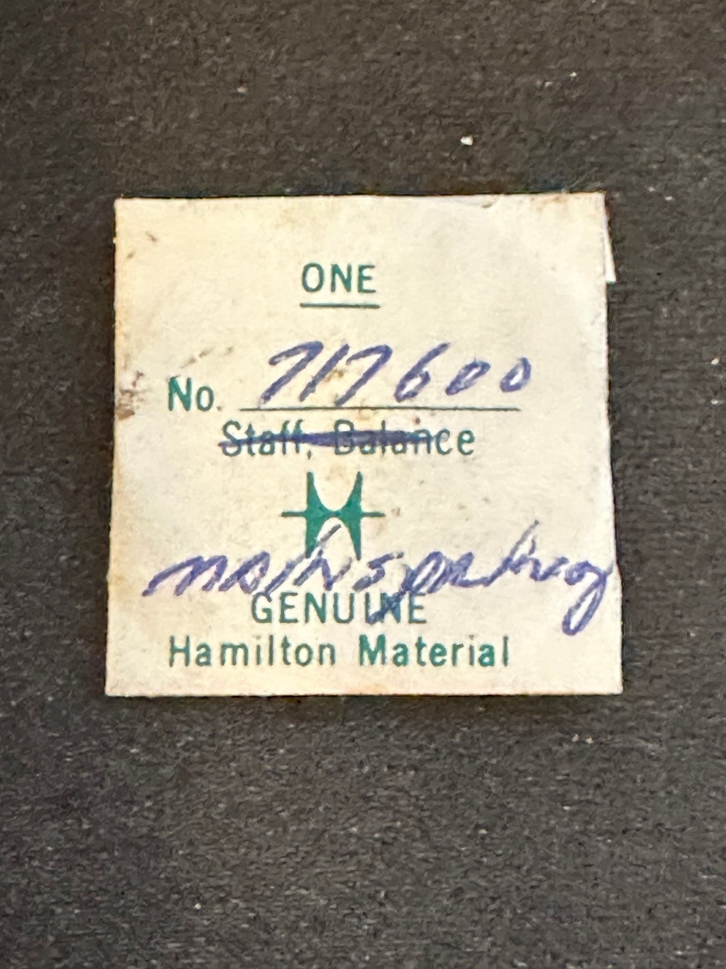 Hamilton Factory Dynavar Mainspring for 22/0s Hamilton No. 717600- Alloy