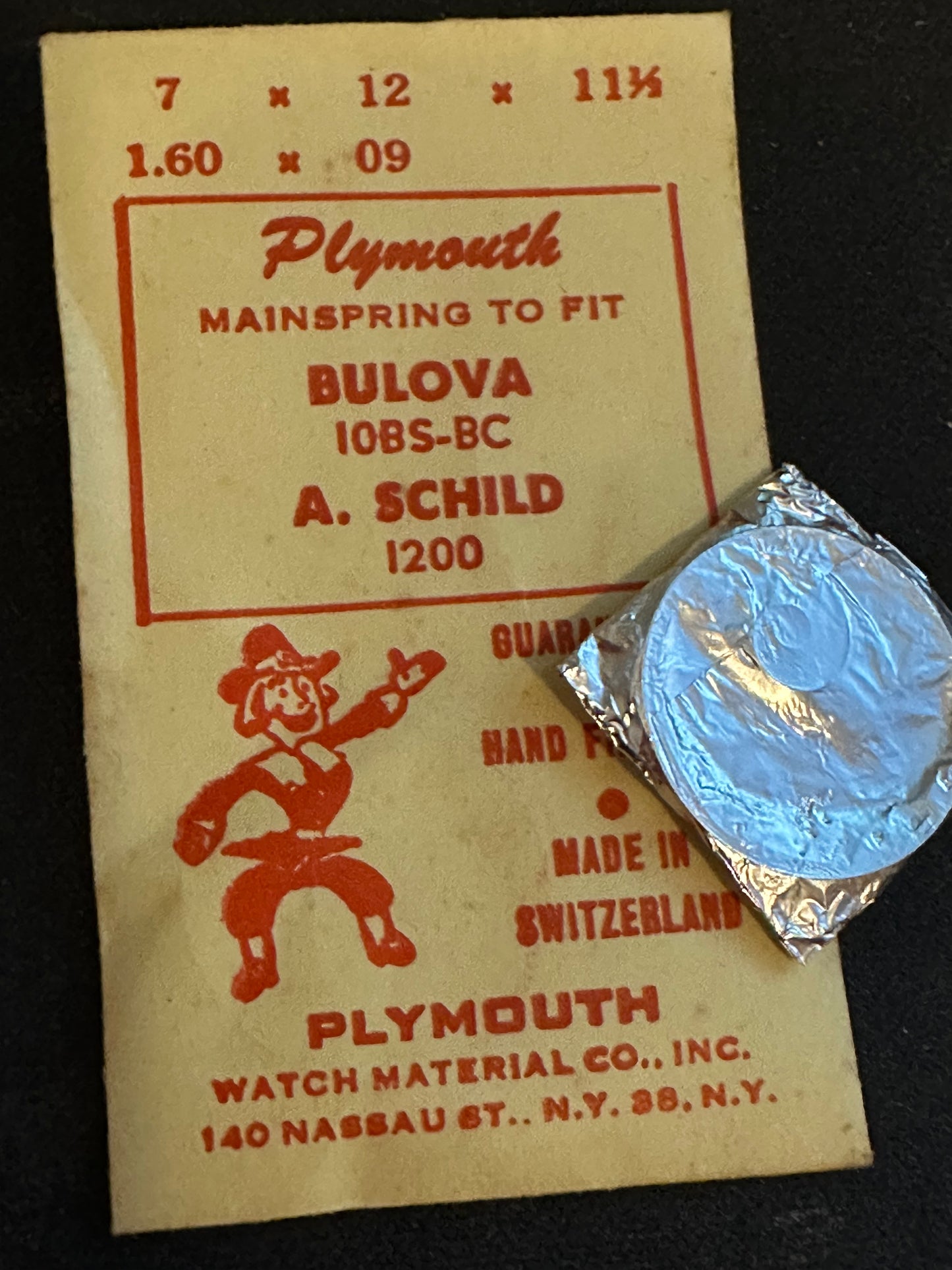 Plymouth Mainspring for Bulova 10BS, 10BC & AS 1200 - Steel