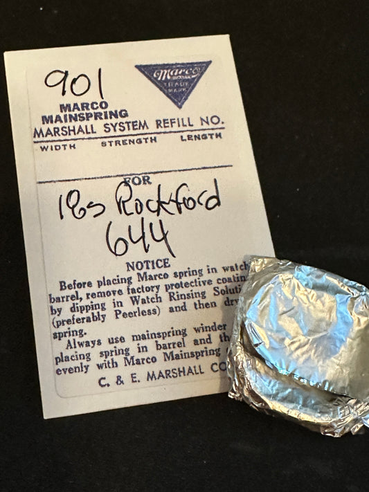 Marco Mainspring #901 for Rockford 18s Factory No. 644 - Steel