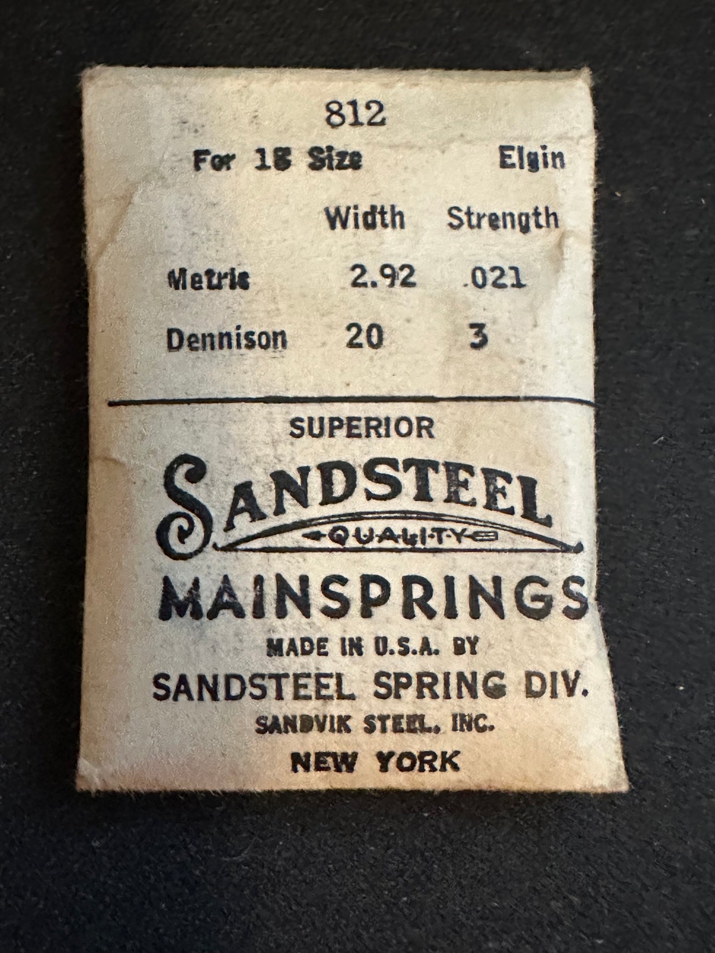 Sandsteel Mainspring for 18s Elgin No. 812 - Steel