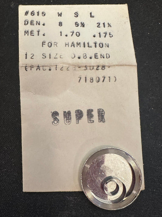 Newall SUPER Security Mainspring #615 for Hamilton 12s No. 1228 / 3028 / 718071 - Alloy