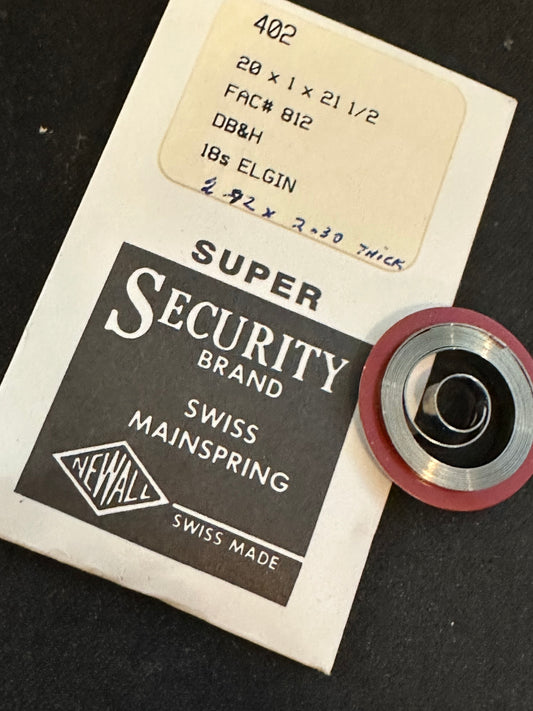 Newall SUPER Security Mainspring #402 for Elgin 18s No. 812 - Alloy