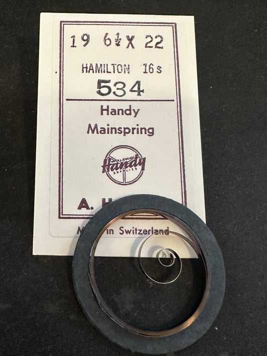 A.H. Harris Handy Mainspring for 16s Hamilton No. 534 - Steel