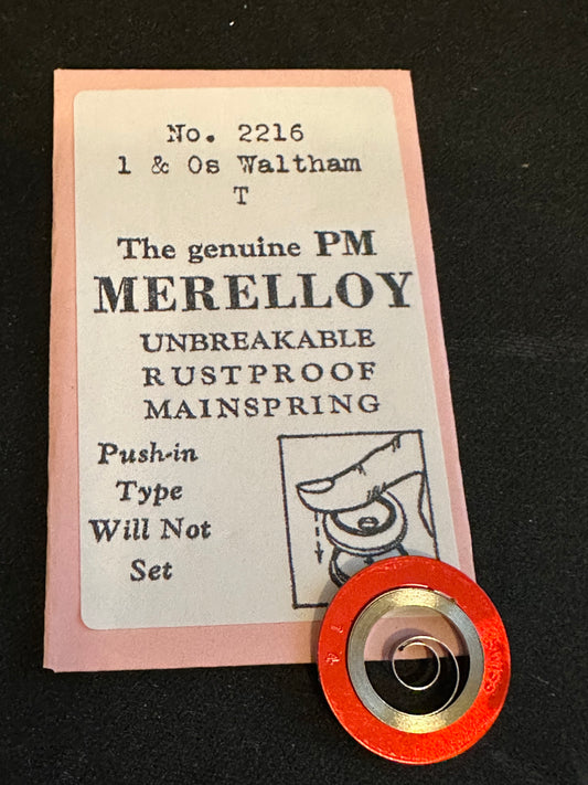 PM Merelloy Mainspring for Waltham 1 & 0s movements No. 2216 - Alloy