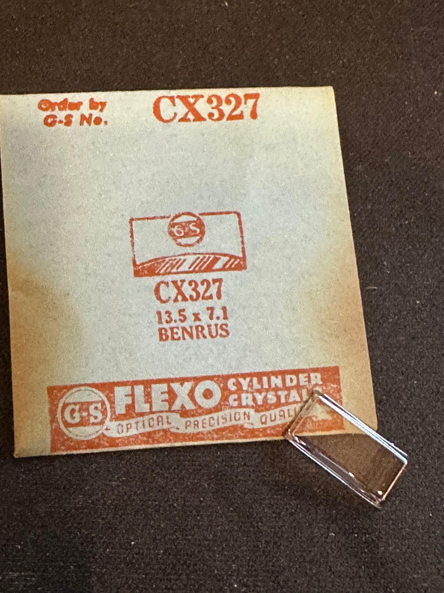 GS CX327 Fancy Cylinder Wrist Watch Crystal for BENRUS - 13.5 x 7.1 mm - New