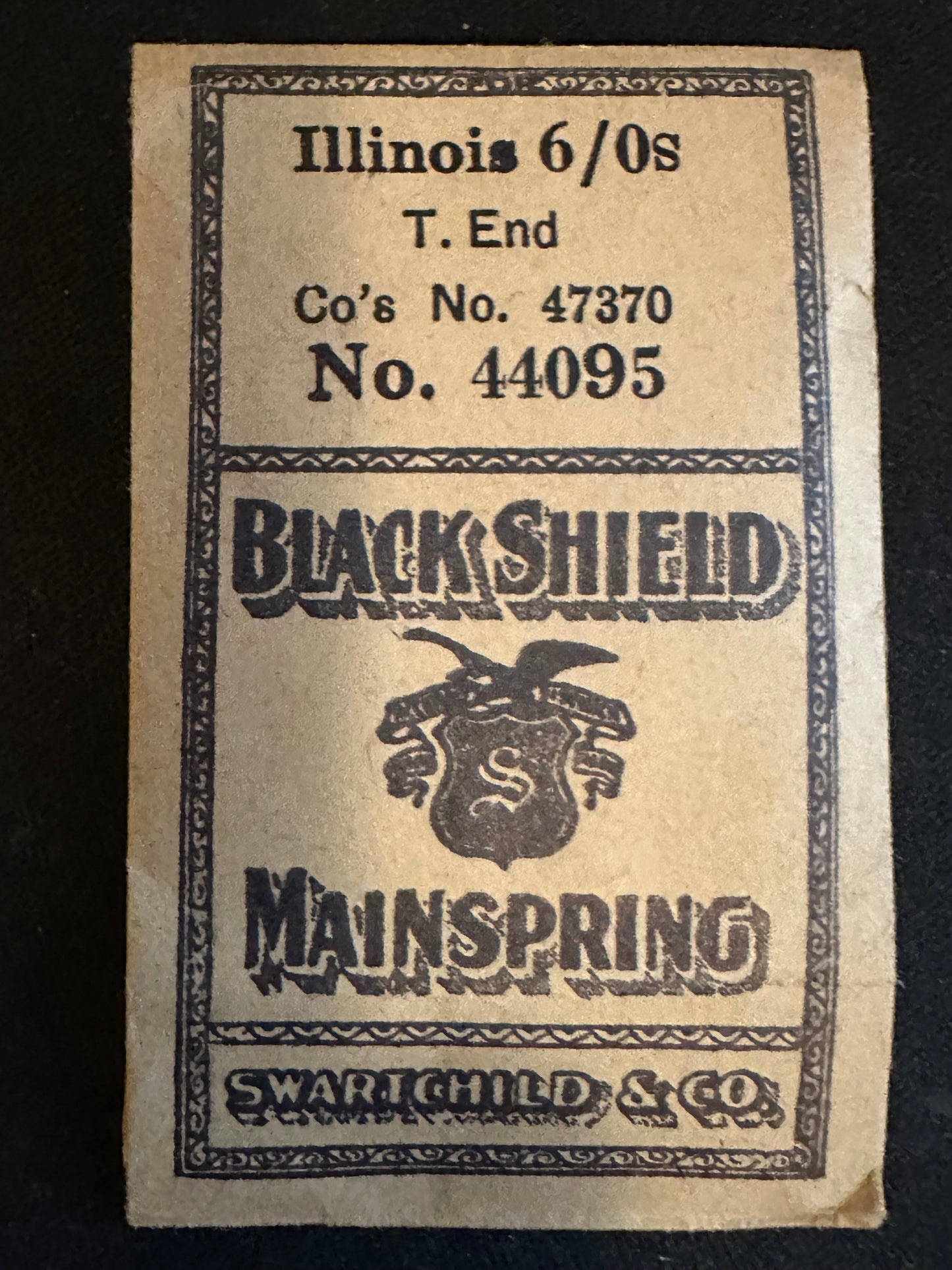 Swartchild Black Shield Mainspring 44095 for Illinois 6/0s No. 47370 - Steel