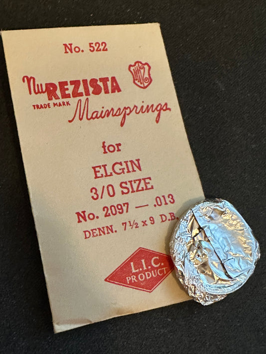 NuRezista Mainspring #522 for Elgin 0s & 3/0s No. No. 2097 - Steel