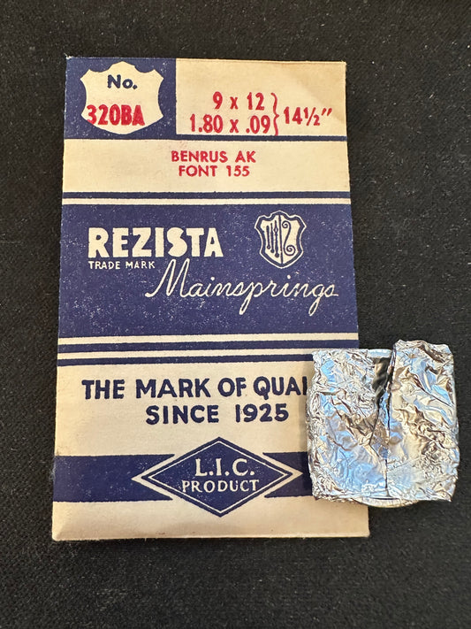Rezista Mainspring 320BA for Font 155 & Benrus AK - Steel