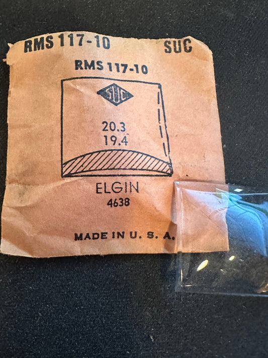 SUC Rocket Crystal RMS 117-10 for ELGIN case #4638 - 20.3 x 19.4mm - New