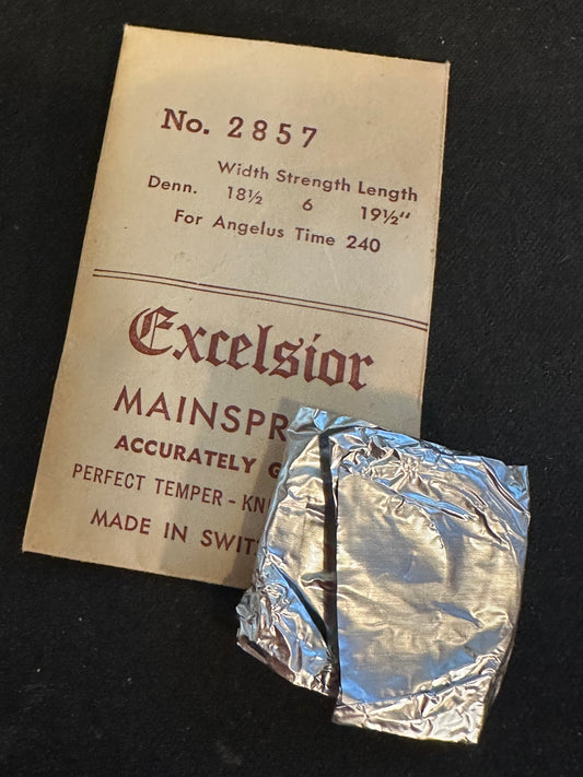 Excelsior #2857 Mainspring for Angelus Travel Clock caliber 240 - TIME side