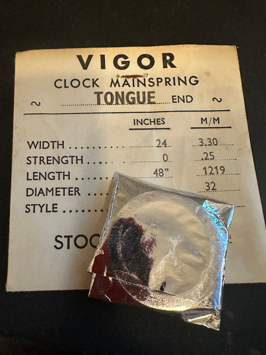 Vigor TONGUE End Clock Mainspring - 24 x 0 x 48" Long - T 330-2