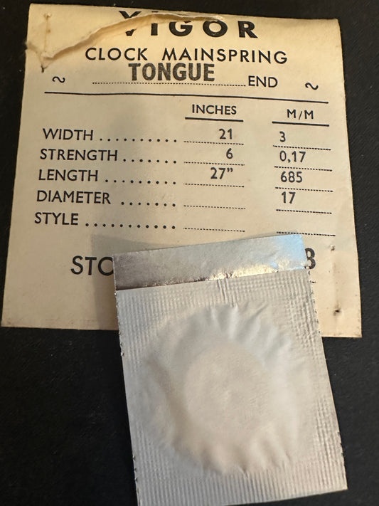 Vigor TONGUE End Clock Mainspring - 21 x 6 x 27" Long - T 300.8
