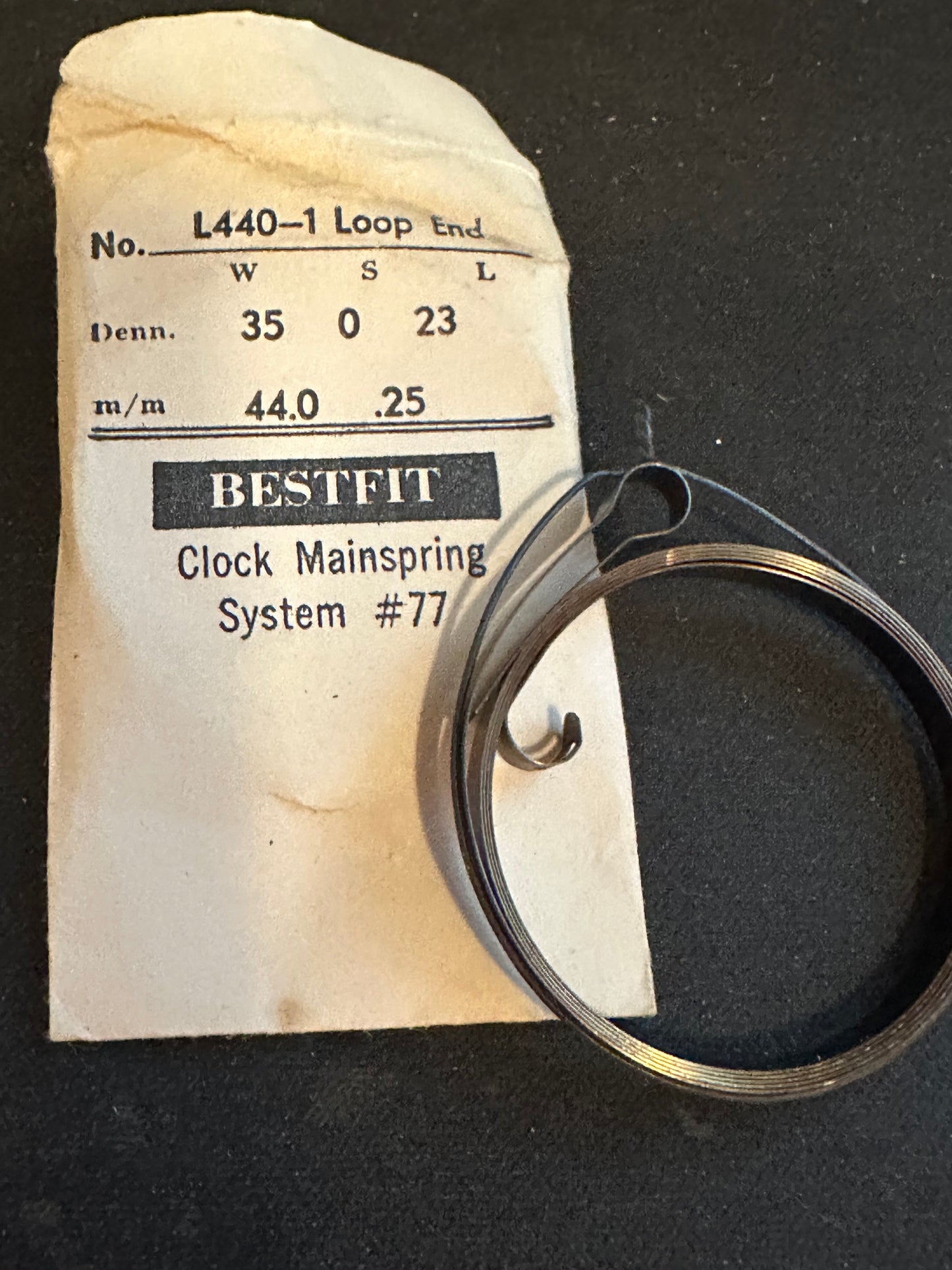 BESTFIT Open Loop Mainspring for Alarm Clocks No. 4.40mm x .25mm - L440-1