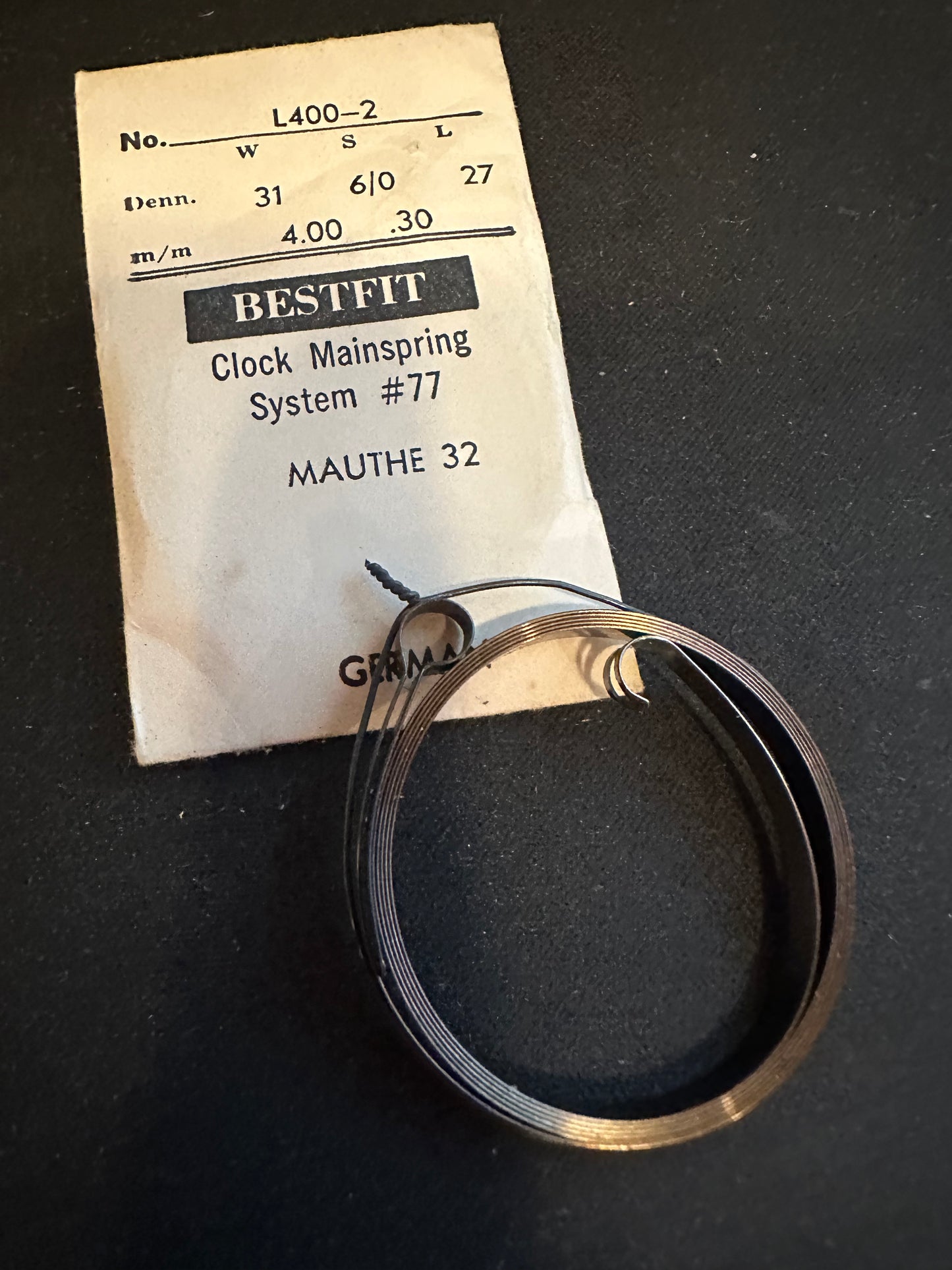 BESTFIT Clock Mainspring for Mauthe caliber 32 Alarm - L400-2