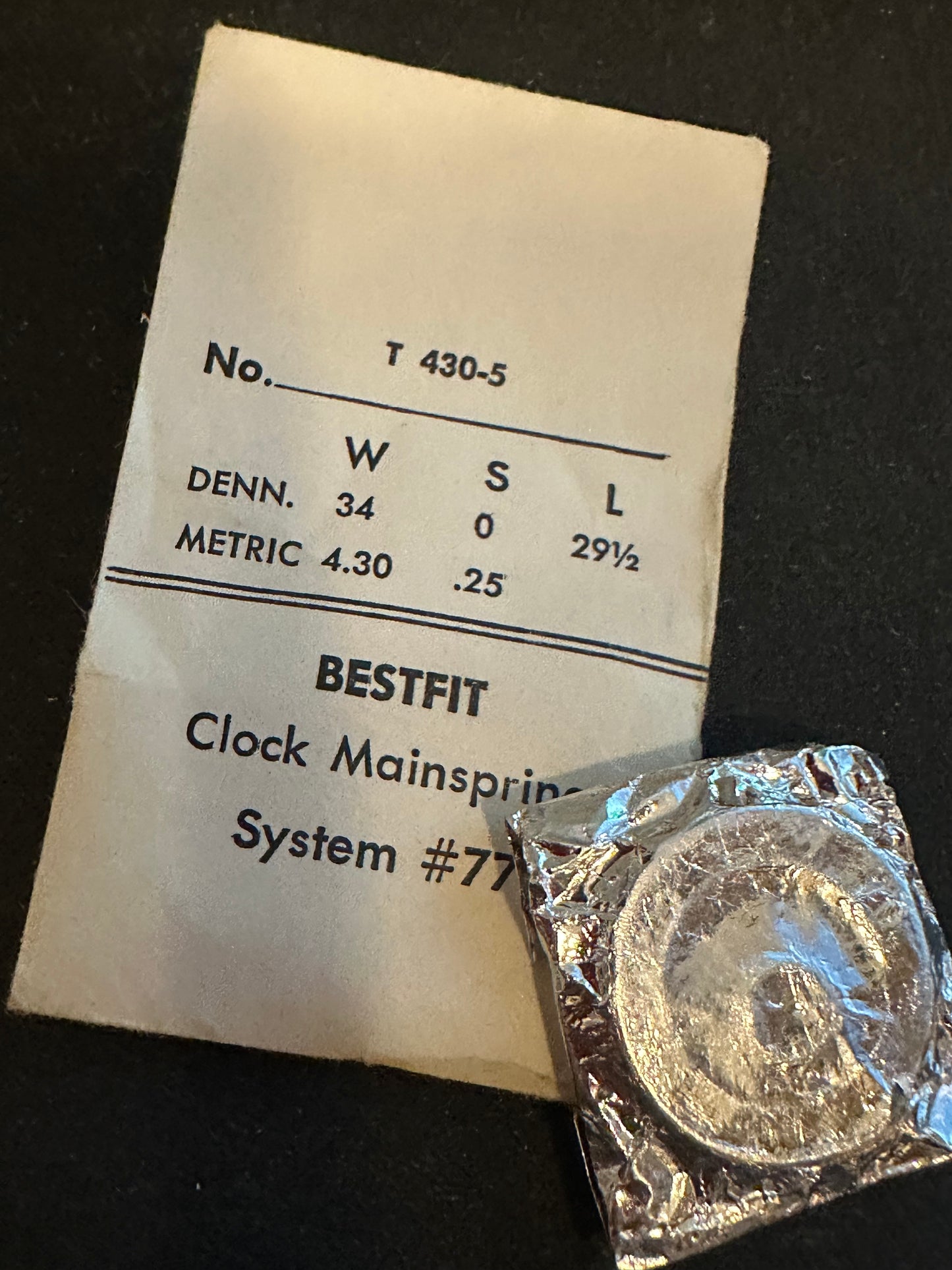 BESTFIT Clock Mainspring for Travel Alarm Clocks 4.30mm x .25mm - No. T430-5