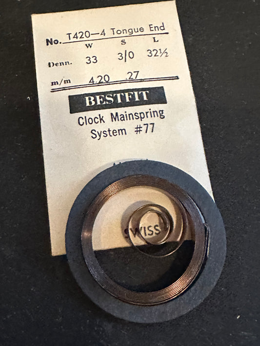 BESTFIT Mainspring for Alpina 8-day Alarm / Car Clock T420-4