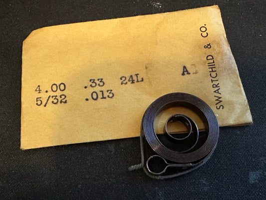 Swartchild Black Shield Clock OPEN LOOP Mainspring 4.00 x .33mm x 24"