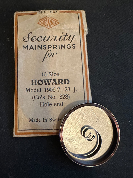 Newall Security Mainspring #705 for Howard 16s Factory No. 328 - Steel