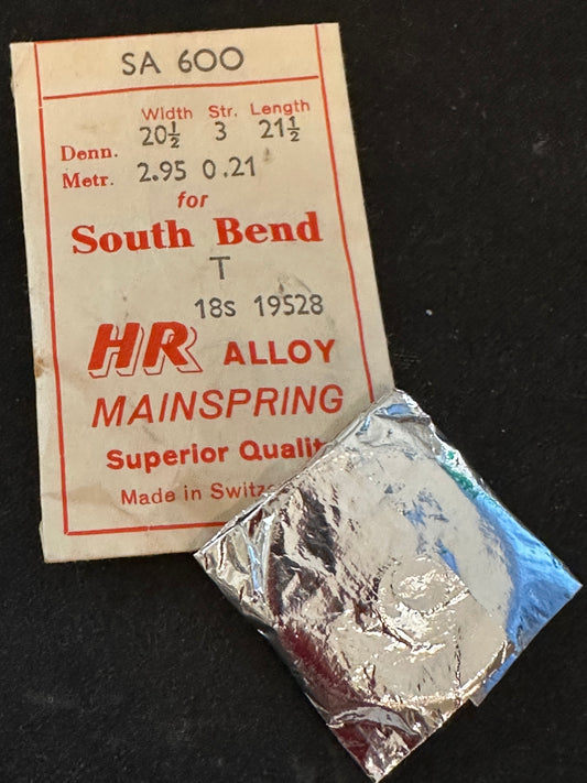HR Mainspring SA600 for South Bend 18s No. 19528 - Alloy