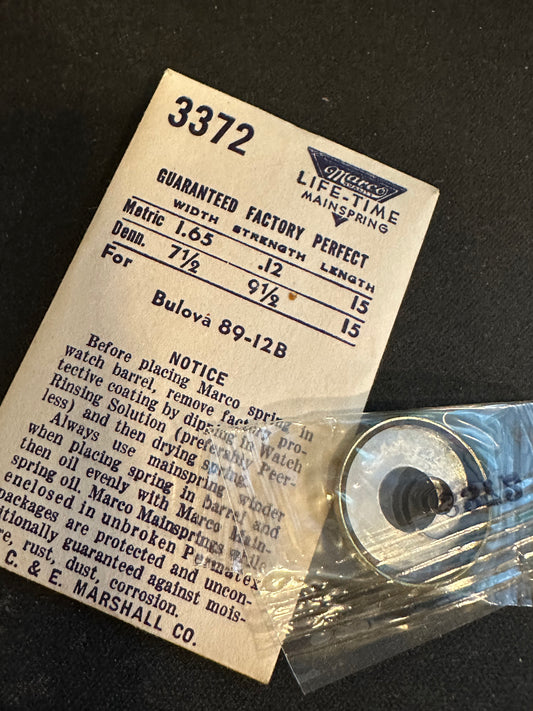 Marco Mainspring #3372 for Bulova 12B, Junghans 89 Alarm - Steel