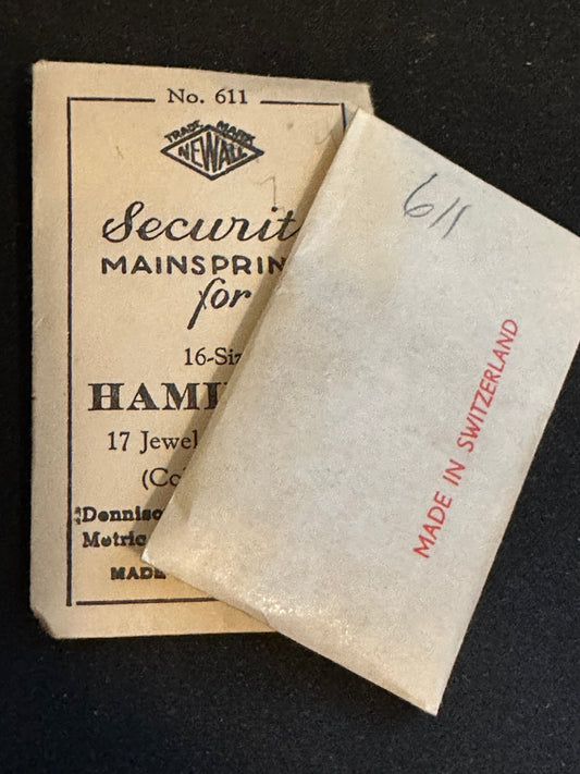Newall Security Mainspring #611 for 16s Hamilton No. 318 - Steel