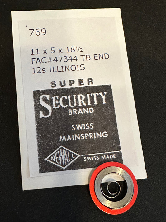 Newall SUPER Mainspring #769 for 12s Illinois Factory No 47344 - Alloy