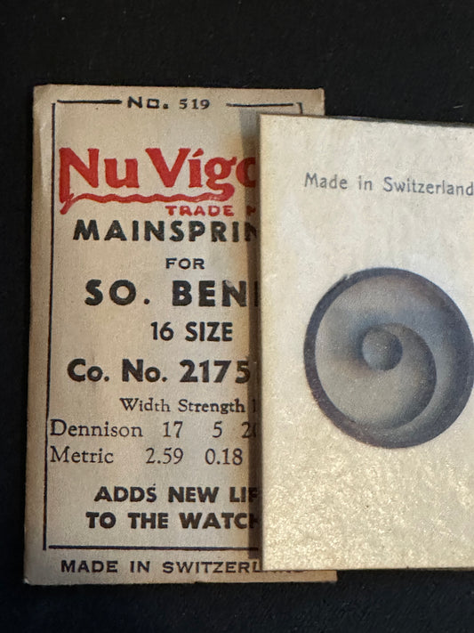 NuVigor Mainspring #519 for South Bend 16s No. No. 217528 - Steel