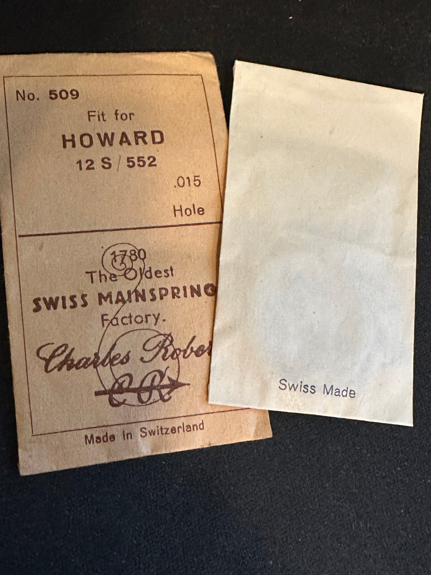 CR Mainspring #509 for Howard 12s Factory No. 552 - Steel