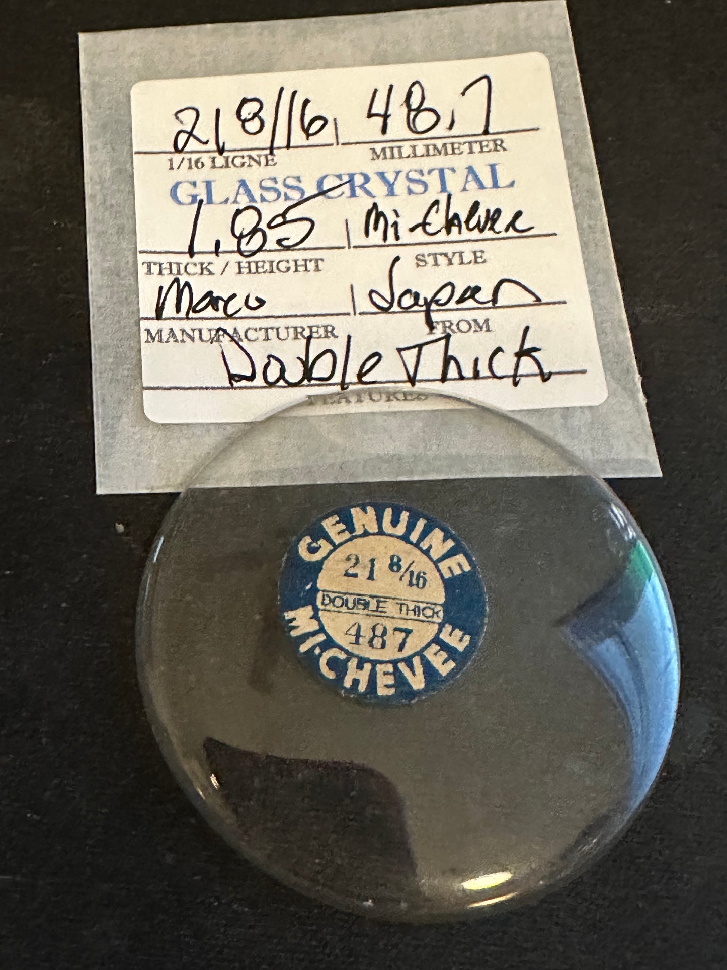 Marco Mi-Chevee Vintage Glass Pocket Watch Crystal 21-8/16 (48.7mm) 1.85mm THICK - NOS