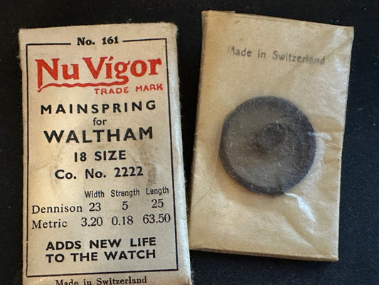 NuVigor Mainspring #161 for 18s Waltham Factory No. 2222 - Steel