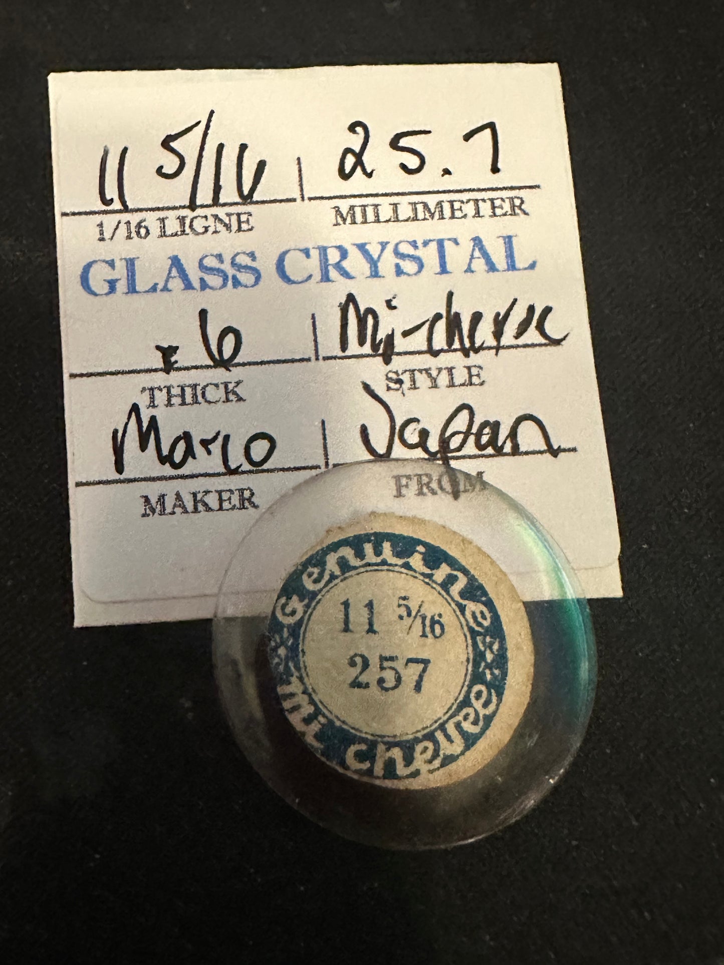 Marco Mi-Chevee Vintage Glass Small Pocket Watch Crystal 11-5/16 (25.7mm) - NOS