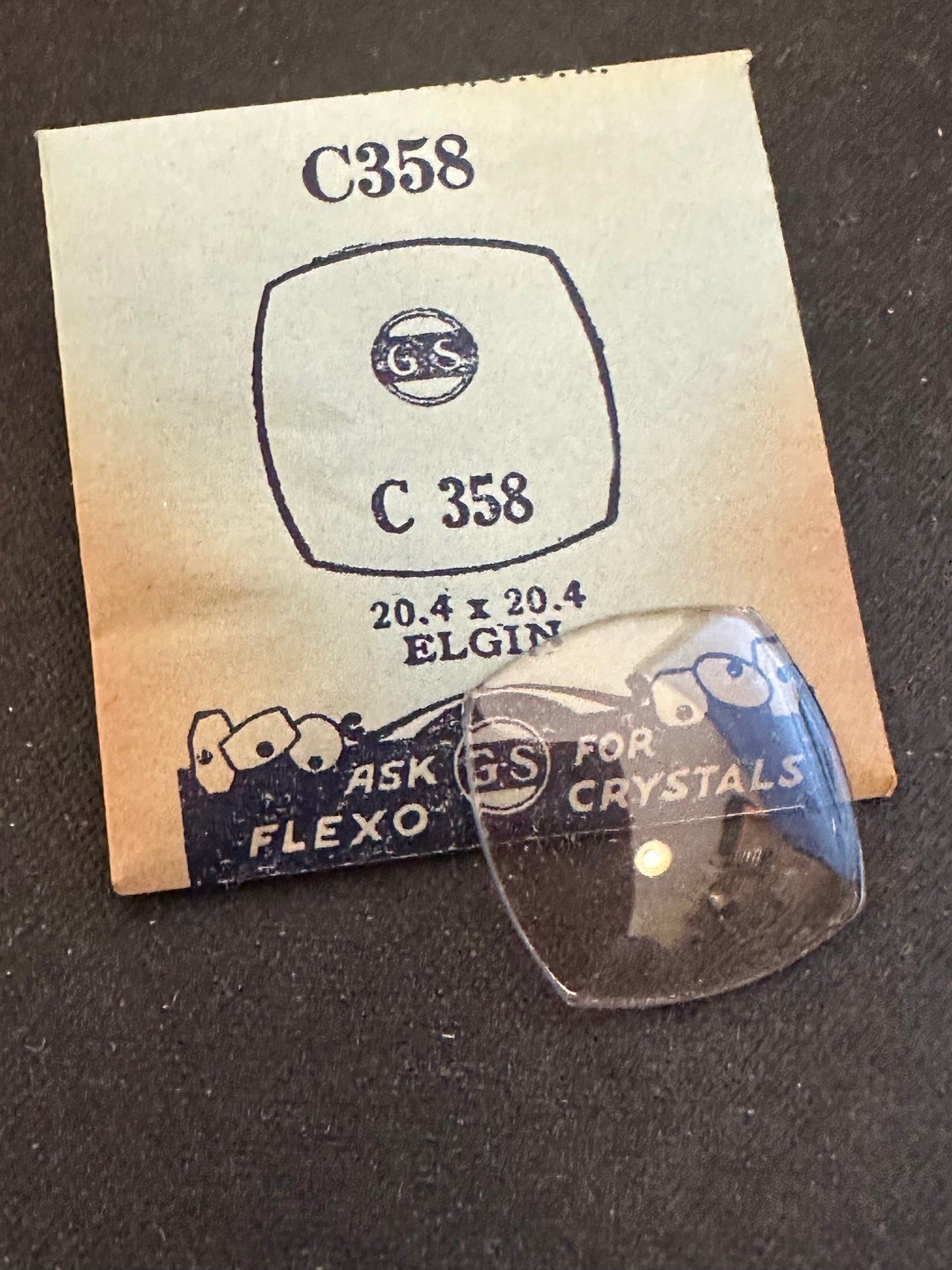 GS Flexo Flat Crystal C358 for ELGIN & Star Watch Case - 20.4 x 20.4 mm - New