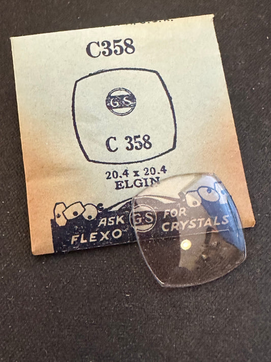GS Flexo Flat Crystal C358 for ELGIN & Star Watch Case - 20.4 x 20.4 mm - New