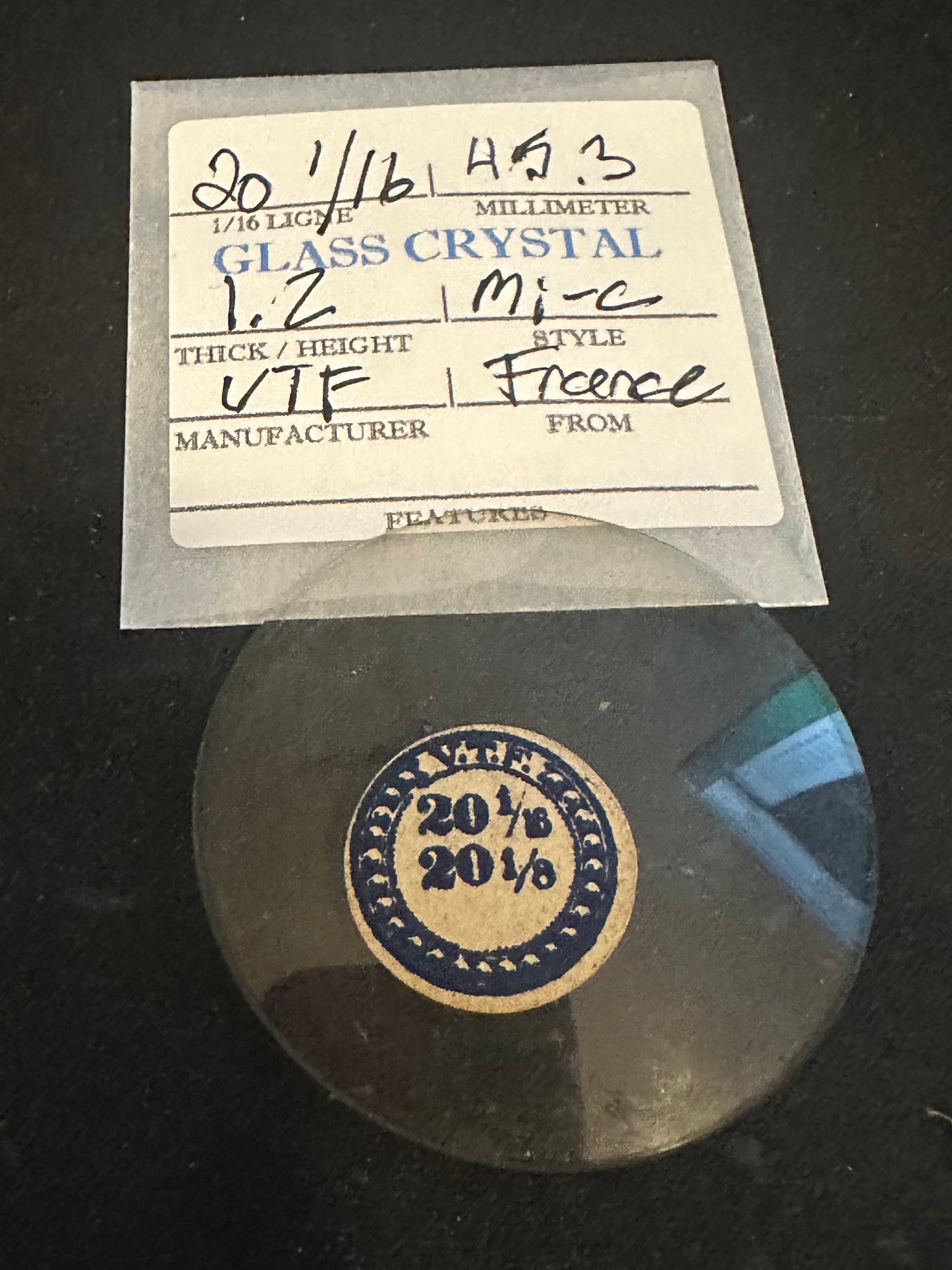 VTF Vintage Glass Pocket Watch Crystal 20-1/16 (~45.3mm) - NOS