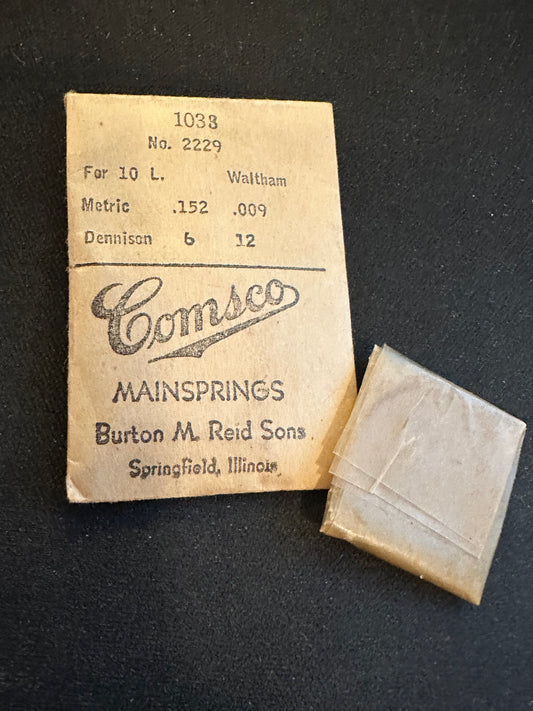 Comsco Mainspring #1038 for Waltham 10 ligne No. 2229 - Steel