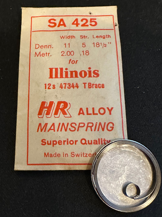 HR Mainspring SA425 for 12s Illinois Factory No. 47344 - Alloy