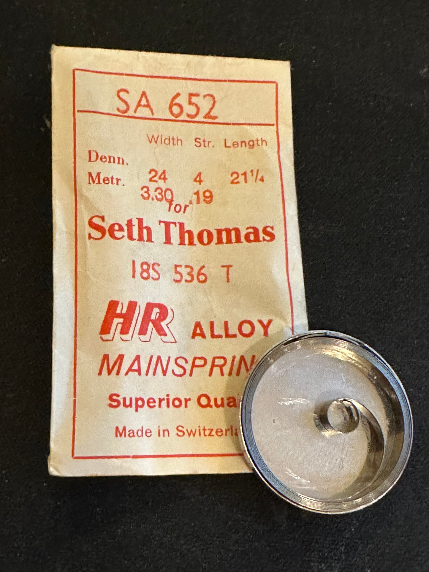 HR Mainspring SA652 for Seth Thomas 18s Factory No. 536 - Alloy