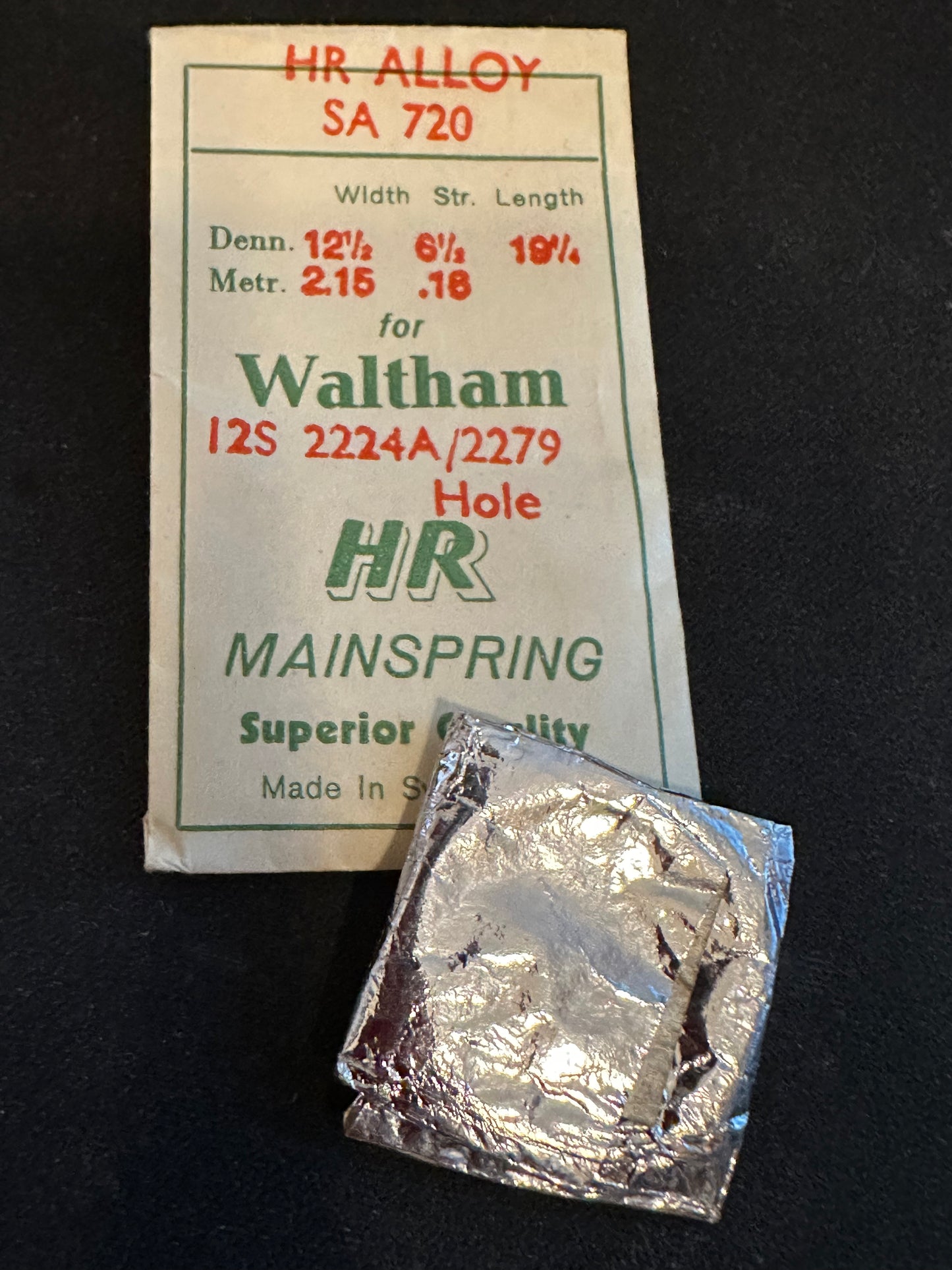 HR Mainspring SA720 for Waltham 12s Factory No. 2224A/2279 - Alloy
