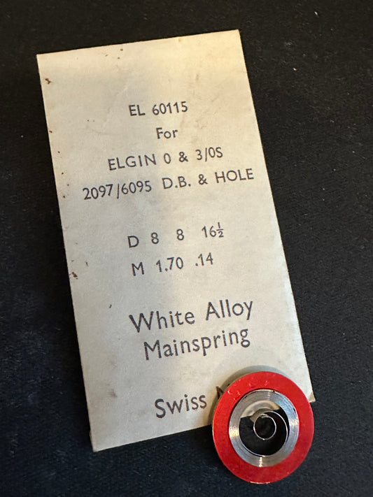 Alloy Mainspring 60115 for 0s & 3/0s Elgin Factory No. 2097 / 6095