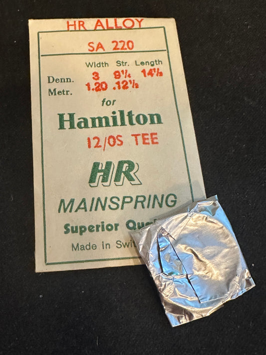 HR Mainspring SA220 for 12/0s Hamilton No. 4128 / 718400 - Alloy