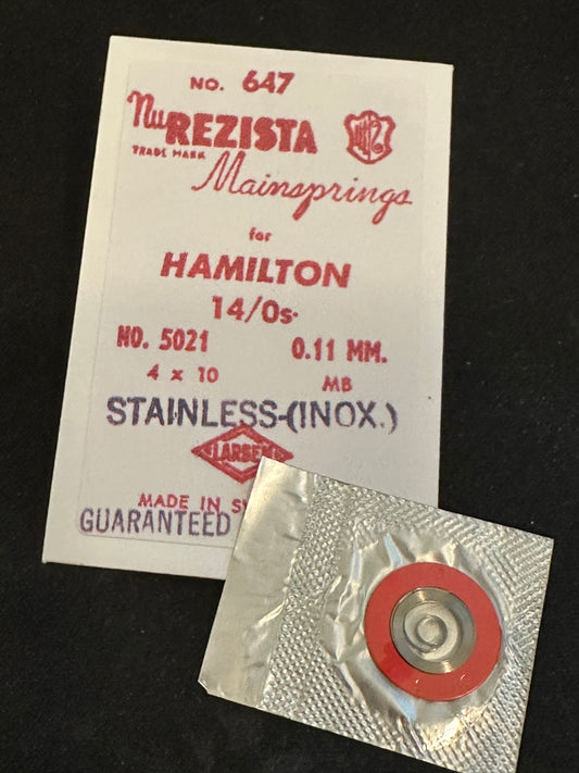 NuRezista Mainspring #647 for 14/0s Hamilton No. 5021 / 717440 - Alloy